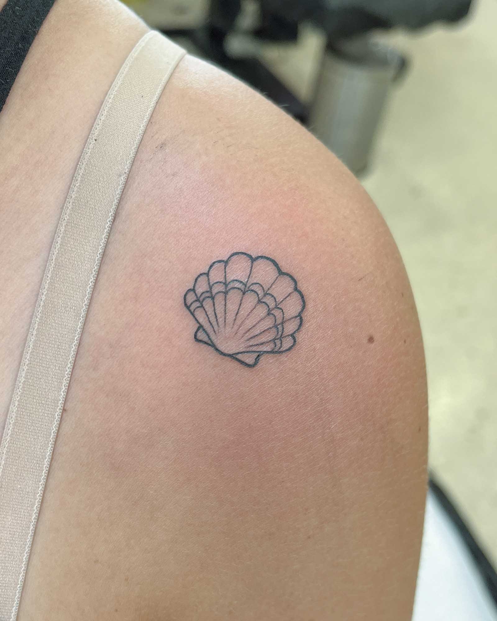 fine line seashell tattoo valencia