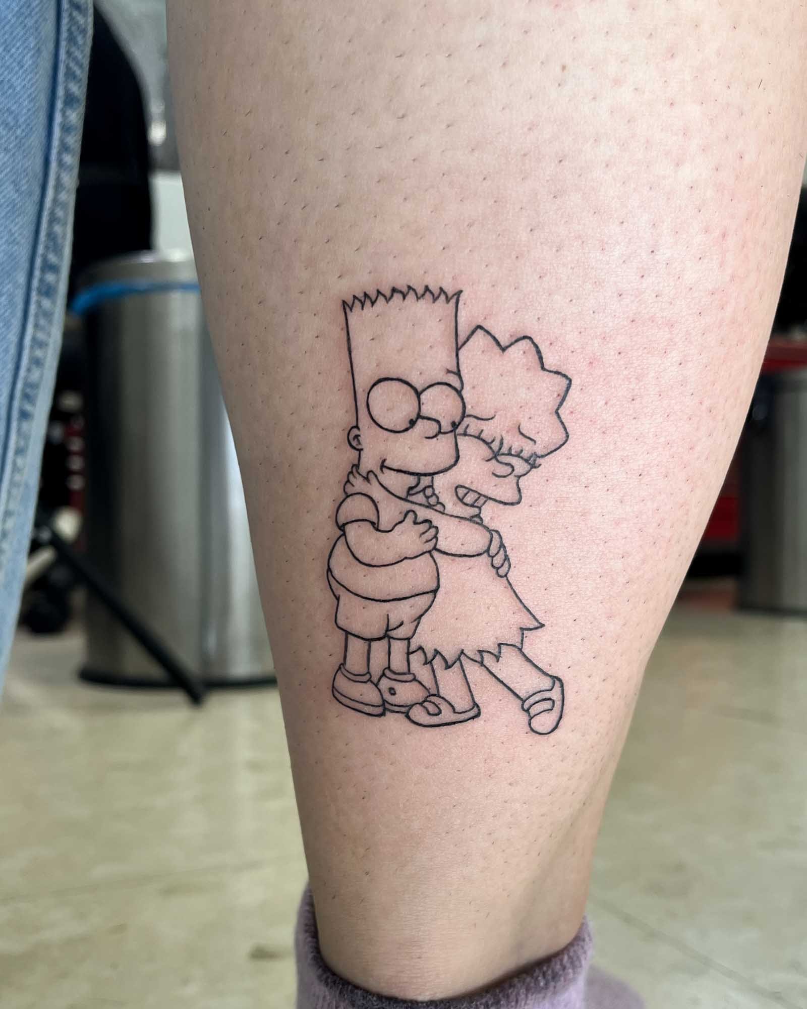 tatuaje linea fina pareja cartoon minimalista valencia